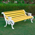 BRISHI 3 Seater Cast Iron FRP Garden Bench for Indoor & Outdoor Park/Patio/Living Room/Terrace/Balcony (Yellow+ White)