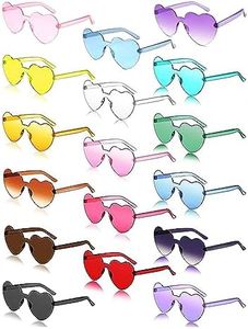 17Pairs Heart Shaped Sunglasses,Party Glasses Frameless Glasses Party Supplies, Rainbow Sunglasses Candy Color Rimless Glasses for Unisex Party Favor