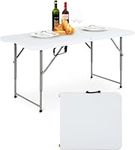 4 FT Folding Table,Portable Plastic Table Outdoor Indoor Picnic Table for Camping Picnic Party BBQ Lightweight Height Adjustable 47"x24"x29"