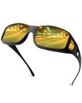 FIMOSON Night Vision Glasses for Men and Women, Fit Over Driving Eyewear, Reduce Glare Enhance Vision HD Polarized Sunglasses