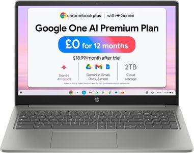 HP Chromebook Plus 15.6" Laptop – i3, 8GB RAM, 128GB SSD, Silver