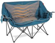 ARROWHEAD OUTDOOR 57" Wide Duo Foldable Heated Camping Loveseat Chair with 3-Stage Heating, Large Cup Holders, Glass Holders, Side Pockets, and Storage Pouches