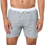 BOSS Men's Medium Length Solid Swim Trunk, Silver Grey, Small