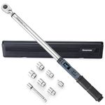 GROWNEER Digital Torque Wrench, 12.5-250.7 Ft-lbs/17-340 nm, 1/2'' Drive Inch Pound,Electronict Torque Wrench Set with Buzzer & Colorful LED Indicator, Bike Motor Car Auto Repair