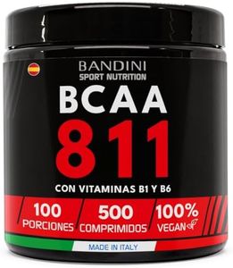 Bandini® BCAA 8.1.1 500 comprimidos | Aminoácidos de Cadena Ramificada | L-leucina, L-isoleucina, L-valina con Vitamina B1 y B6 | Sin Gluten, Sin Lactosa, Vegano | Suplemento Pre y Post Entrenamiento