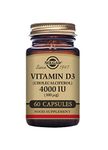 Solgar Vitamin D3 4000 IU (100 µg) Vegetable Capsules - Pack of 60 - Cholecalciferol - Keeps Bones and Teeth Healthy - Supports Muscle Function & Immunity - Vegetarian