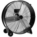 COSTWAY Industrial Drum Fan, 24 Inch 3-Speed Barrel High-Velocity Air Circulator Fan with Built-in Wheels & Aluminum Blades, Portable Heavy-Duty Metal Floor Fan for Garage, Warehouse, Workshop, Black