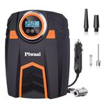 Piwaal Portable Air Compressor for Car Digital Auto Tire Pump Air Pump Tire Inflator for Car Tires and Other Inflatables with LED Light 12V DC (Orange)