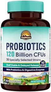 Vitalitown 120 Billion CFUs Probiotics | 36 Strains + Prebiotics + Digestive Enzymes for Men Women | Shelf Stable | Digestive & Immune Support | Vegan, Non-GMO, No Yeast | 30 Delayed Release Veg Caps