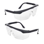 Safety Goggles,2 Pcs Wrap Around Safty Glasses Anti-Fog Protective Goggles Blue Frames Eye goggles protectionfor Kids adult Eye Protection with Clear Thicker PC Lenses For Outdoor Activities Black