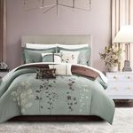 Chic Home Bliss Garden 8 Piece Embroidered Comforter Set, King, Sage