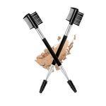 Ksvsonrvi 2PCS Eyebrow Eyelash Brush 3 Head Eyelash Comb Double Head Brush Makeup Grooming Tool Cosmetic (Black)