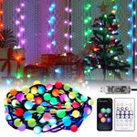 REYLAX USB Fairy Lights Plug in, 66ft 132 LEDs Twinkle String Lights, Dimmable Globe String Lights, Music Sync, Multicolor Christmas Lights Decor Indoor Outdoor, Timer, Work with APP & Remote Control