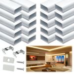 Muzata 20Pack 3.3FT/1M Wider LED Profile System With Milky White Cover Silver Aluminum LED Strip Channel for Waterproof LED Strips up to 16mm U102 WW