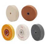 BaiNuo 3-Inch Professional Buffing Polishing Wheels, Mini Bench Grinder Ceramics/Cotton/Wool Grinding Wheels 3/8inch Arbor, for Metal, Jewelry, Stainless Steel 5Pack