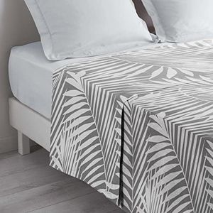 douceur d'intérieur, Drap Plat (240 x 300 cm) Botania Gris, 100% Coton