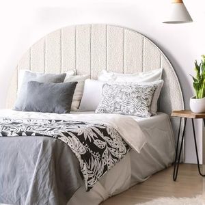 Furb Bed Headboard King Beds Head Frame Base Upholstered Modern Arch Shape Beds Headboards Bedroom Furniture Freestanding for Home Bedroom, White