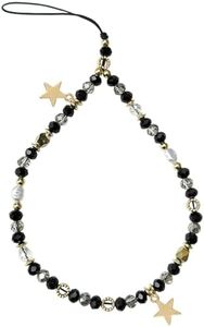 BERITNI Phone Wrist Strap, Beaded Phone Charm, Cute Phone Lanyard Strap, Detachable Phone Wrist Chain, Phone Bracelet Keychain Compatible with iPhone, All Smartphones, Black