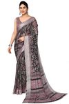 MIRCHI FASHION Women's Chiffon Georgette Abstract Print Saree with Blouse Piece (40631-Black)