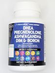 DHEA 200mg Supplement Pregnenolone 100mg for Men & Women with DIM Ashwagandha Boron 6mg Complex Calcium Magnesium Zinc 50mg Vitamin D3 5000 iu Hormone Support Capsules Pills - Made in USA 60 Ct