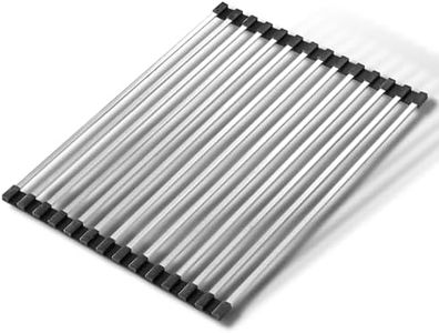 Happy Sinks Roll Up Dish Drying Rack - Foldable Stainless Design for Maximizing Kitchen Space - Over Sink Rack - Stainless Steel Over Sink Dish Drainer 18.1" x 12.6" - Drying Rack Kitchen (Steel)