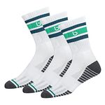 BAMBOS Men's Bamboo Sports Crew Socks for Running & Gym, Pack of 3, (Size UK 7-11, White)