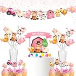 Farm Animals Baby Shower Party Decoration Set , Barn Animals Bundle Theme Party Supplies for Barnyard Baby Shower for Girls.