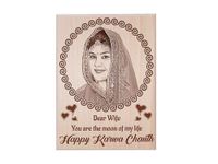 Incredible Gifts India Karwachauth Unique Gifts for Wife Special - Personalized Engraved Wooden Photo Plaque (9 x 7 Inch, Wood)