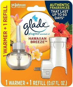 Glade PlugIns Refills Air Freshener Starter Kit, Scented Oil for Home and Bathroom, Hawaiian Breeze, 0.67 Fl Oz, 1 Warmer + 1 Refill