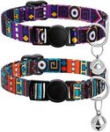 CollarDirect 2 PCS Breakaway Cat Collar with Bell Tribal Nylon Pet Collars for Cats Kitten (Pattern 1 + Pattern 2)