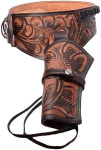 Hulara Western Gun Holster .45 Auto .45 ACP 44/45 Caliber Cowboy Holster for Revolver Full Grain Buff Leather Gun Holster with Belt for Men