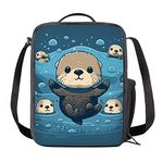 Showudesigns Cute Sea Otter Lunch Box for Girls Boys Insulated Lunch Bag with Strap Reusable Zipper Cooler Tote Bag for Work,Picnic,Camping School Food Bag