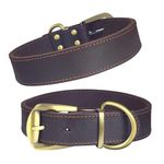 QRDA Leather Dog Collar Brown Dog Training Collar Heavy Duty Premium Leather Dog Collar Dog Collars for Large Dogs