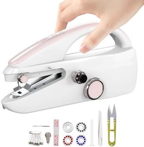 Handheld Sewing Machine,Two dear,Mini sewing machine,Easy to Use and Fast Stitch Suitable for Clothes,Fabrics, DIY Home Travel Electric Handheld Sewing Machine for Beginners(Pink)