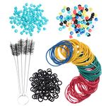 SUPVOX 405pcs Tattoo Rubber Bands and Grommets Nipples O Rings Cleaning Brush Set Tattoo Gun Machine Parts Supplies (Green)