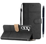 Mavis's Diary Phone Case Compatible with Samsung Galaxy S23 Plus Case Wallet, Luxury PU Leather Folio Shell Magnetic Flip Cover with Card Holder Stylus Pen (Black, for S23 Plus 6.6")