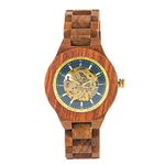 Elfen Watches | The Marine Monarch Wooden Watches for Women | Kosso Wood Brown Strap | Blue Dial Womens Watch | Fully Automatic Womens Watch