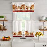 Elrene Home Fashions Autumn Pumpkin Grove Window Tier Set and Kitchen/Café Valance, 60"x36" (Set of 2 Tiers & Valance), Multi Color