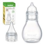 haakaa Silicone Nasal Aspirator Baby| Safe Baby Nose Cleaner| Easy-Squeeze Nose Bulb Syringe, Baby Nose unblocker, 0m+ Newborn,Toddler（1 Replacement Head） -Transparent