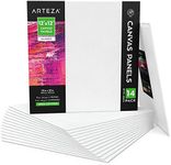 ARTEZA Canvas Boards for Painting, 12 x 12 Inches, Pack of 14, Blank White Square Canvas Panels for Acrylic, Oil and Gouache Painting