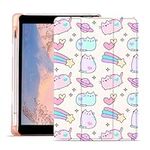 JOYLAND Rainbow Cat Pad Case for 8.3 Inch iPad Mini 6 with Pencil Holder, Pink TPU Foldable Smart Stand Back Cover, Auto Wake/Sleep Four-Corners Full Body Protection Anti-Slip Shockproof Case