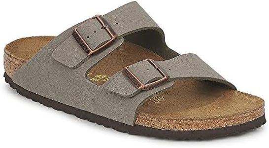 Birkenstock Unisex Adult's Arizona Birko-Flor Nubuck Sandals, Grey Stone, 10.5 UK