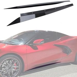 NUBEHONE C8 Carbon Flash Side Skirts Rocker Panels Guard Pair Fit for 2020-2025 Corvette C8 Z51 stingry，Z06 Style ABS Plastic Glossy Black
