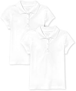 The Children's Place girls Short Sleeve Pique Polo Shirt, White 2 Pack, Medium US