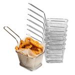 MAGIIN 8 Pack Mini Chip Serving Frying Baskets with Handle, Stainless Steel French Fry Chef Chrome Fryer Basket Set for Cooking Gadgets, Chips, Onion Rings, Chicken Wings