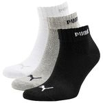 PUMA Unisex Puma Quarter 3 Pair Pack Assorted Socks, Grey/White/Black, 11-Sep UK