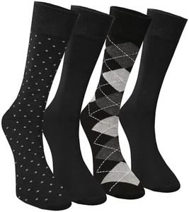 FOURSOLOS Men’s Viscose Bamboo Crew Socks, 4-Pack, Non-Binding, Breathable, Soft, Durable, Ideal for Work, Everyday Wear