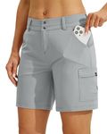 Willit Women's Golf Hiking Shorts Cargo Quick Dry Athletic Shorts Casual Summer Shorts with Pockets 7" Gray 8