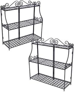 BestNest Panacea 89193 Forged Three-Tier Plant Stands, Black, Pack of 2