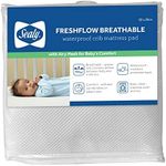 Sealy FreshFlow Breathable Waterproof Toddler and Baby Crib Mattress Pad Protector, 52 x 28 - White